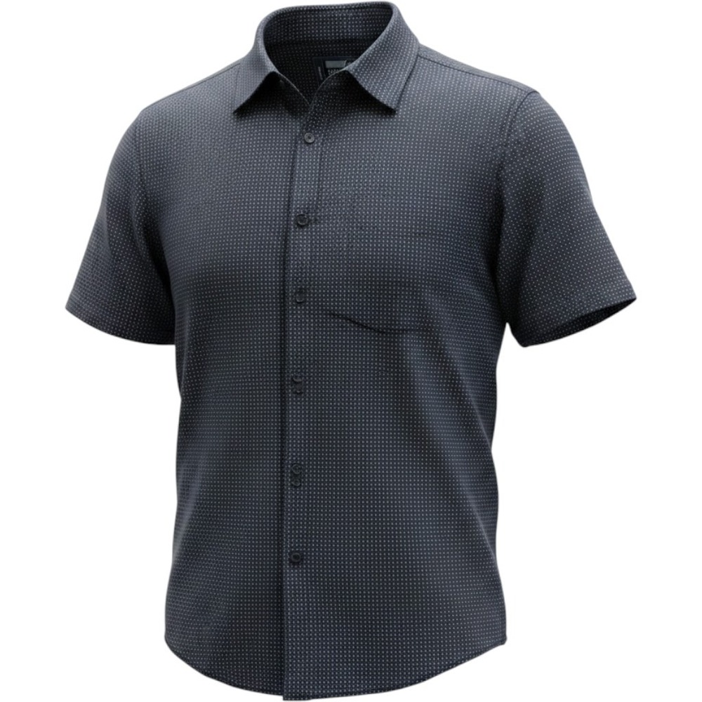 Monument Button Down Shirt Mens XL Navy Black Short Sleeve 100% Cotton